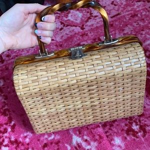 Faux wicker handbag